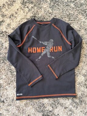 jumping beans Boys' Long Sleeve 'Home Run' Baseball Tee - Brown & Orange